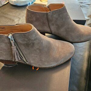 Vionic ankle zipper suede boots